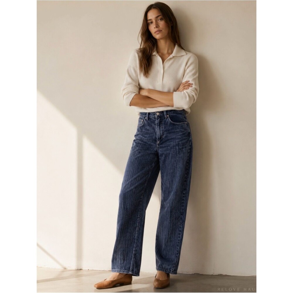 BDG Urban Outfitters High Rise Baggy Acid Wash Corduroy Pants Blue 27